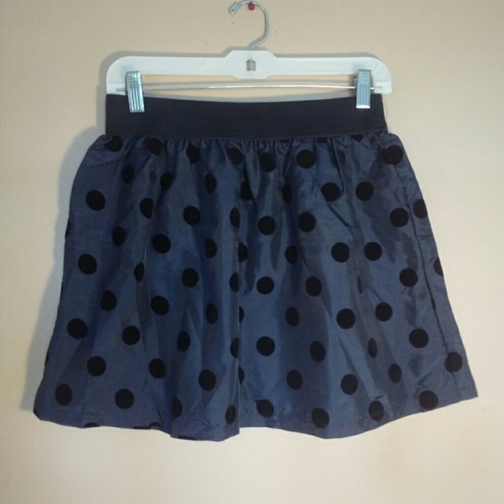 Forever 21 S Blue Black Polka Dot Skirt